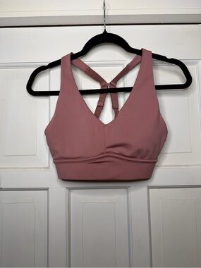 Fabletics Mauve Pink V-Neck Strappy Sports Bra